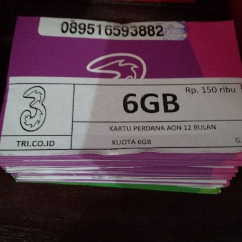 KARTU PERDANA THREE AON KUOTA 6GB/PERDANA KUOTA TRI 6GB KENCENG