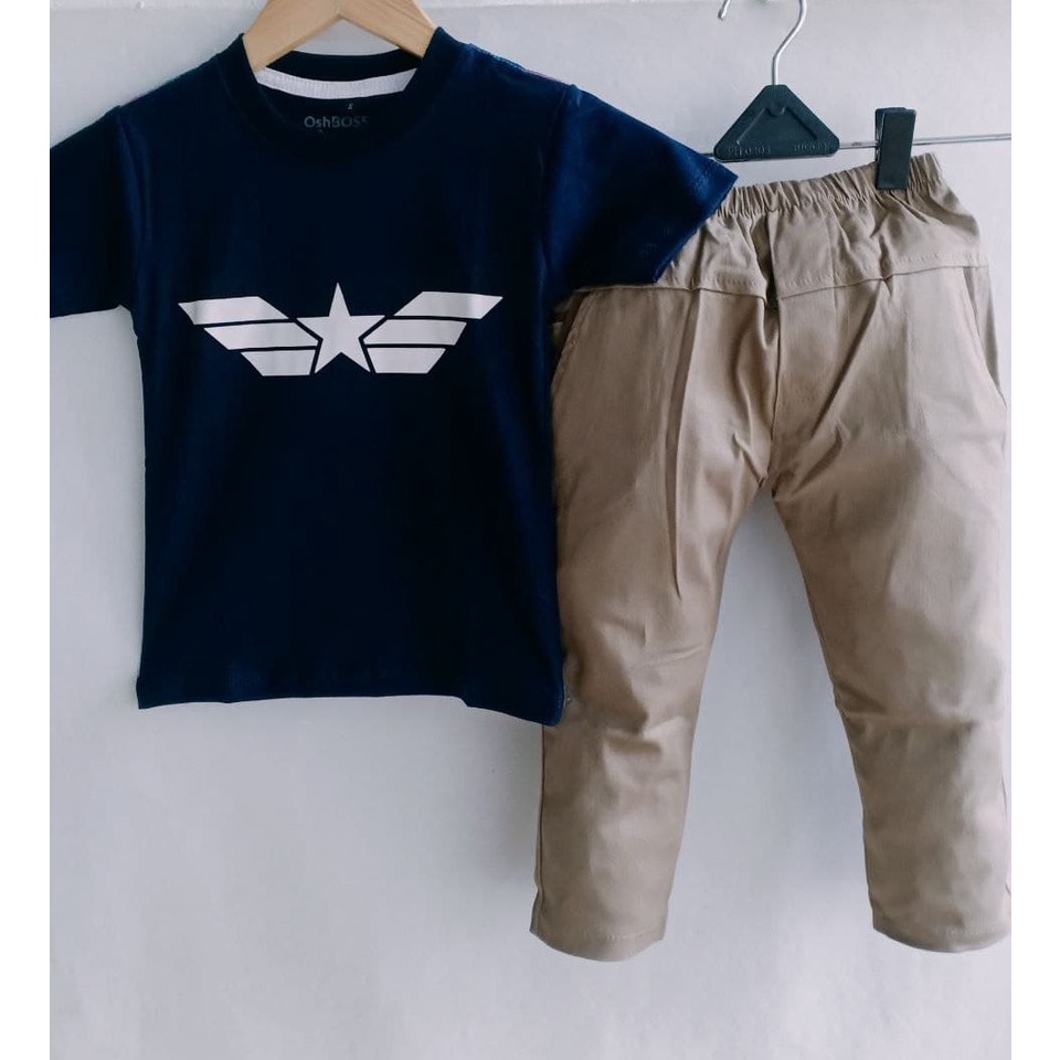 COD BAJU STELAN ANAK LAKI LAKI KAOS DISTRO  DAN CELANA CHINO PANJANG USIA 1-10 THN PART 1-2