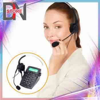 DNStr Voicejoy Telephone Desk HT500 with Headset Handsfree Call Center 500