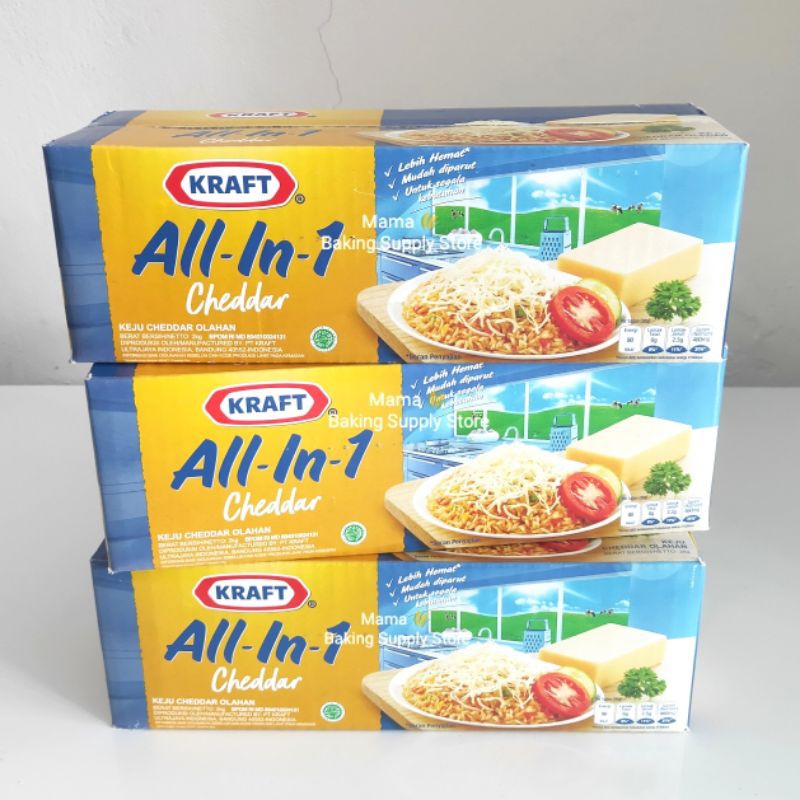 

KRAFT Keju Cheddar Cheese All in 1 One 1 kg Repack Lebih Lembut Enak