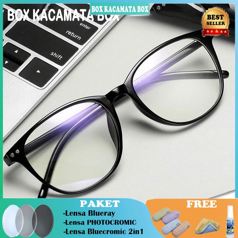 Kacamata FRAME+LENSA minus Anti radiasi Blueray photocromic Tr90 pria dan wanita FA6008