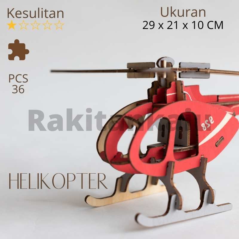 Puzzle Edukasi Rakitan Kaiu model helikopter