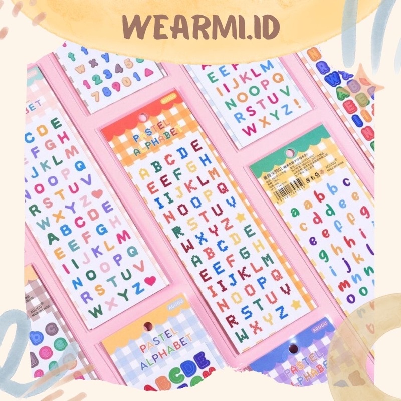 

2 lembar Sticker Pack PET Colorfull Alphabet Number Huruf Angka Pastel Font Mix Aesthetic Bujo Jurnal DIY Wearmi Box