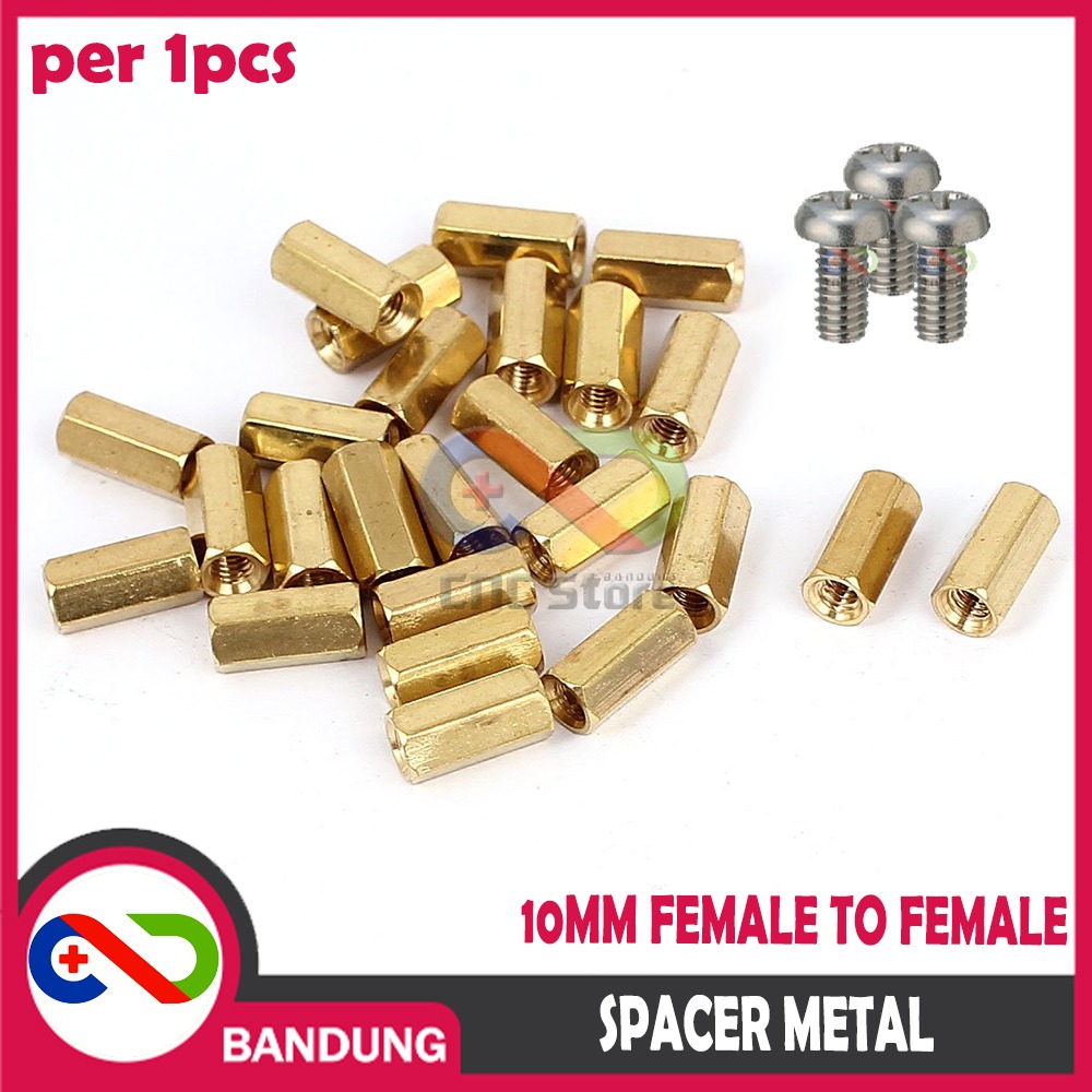 SPACER PCB METAL LOGAM 10x3MM FEMALE COOPER KUNINGAN HEXAGON PLUS BAUD