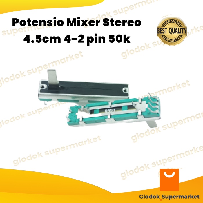 Potensio Mixer Stereo 4.5cm 4-2 pin 50k Equalizer Geser 4.5 cm Kaki 4 2