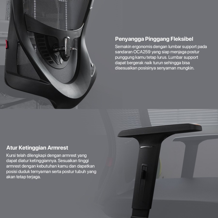 Fantech OCA259 / OCA-259s Kursi Office Kantor Dengan Sandaran Kaki