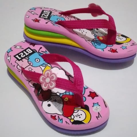 sandal wedges bt21 sandal hak tinggi anak perempuan sandal anak cewek murah