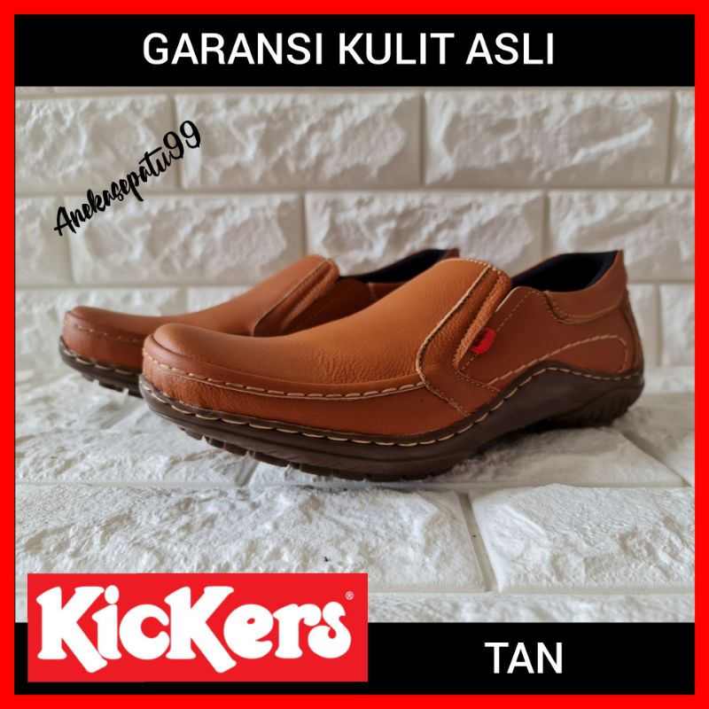 SEPATU PANTOPEL PRIA KICKERS SLIP ON KULIT ASLI / SEPATU KERJA PRIA FORMAL ASLI KULIT / SEPATU PANTOFEL COWOK RESMI BISNISMAN / SEPATU WEDDING PERNIKAHAN