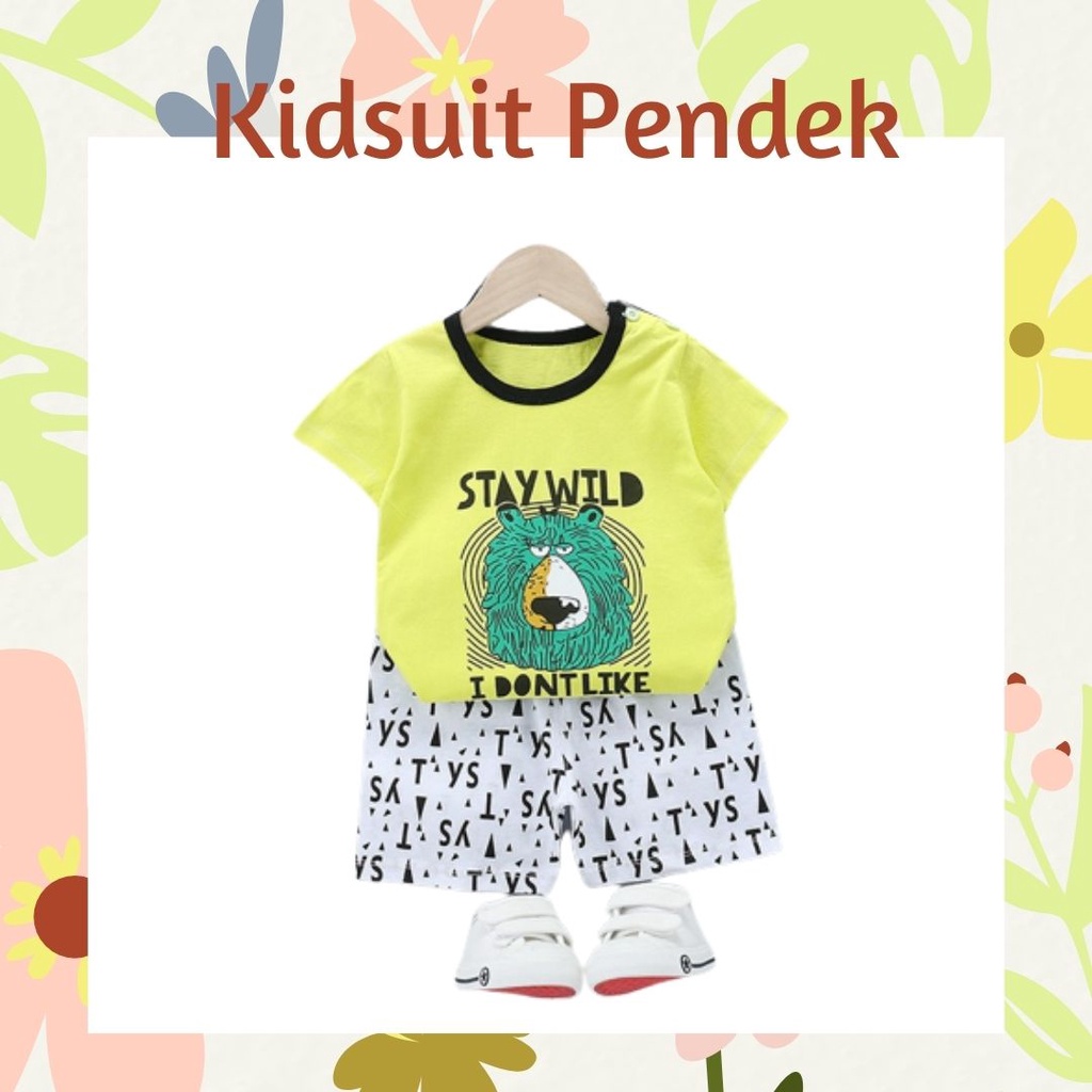 Plazababyku KIDS SUIT PENDEK Setelan Anak Bahan Kaos Lengan + Celana Berkualitas 0-3 Tahun ebv