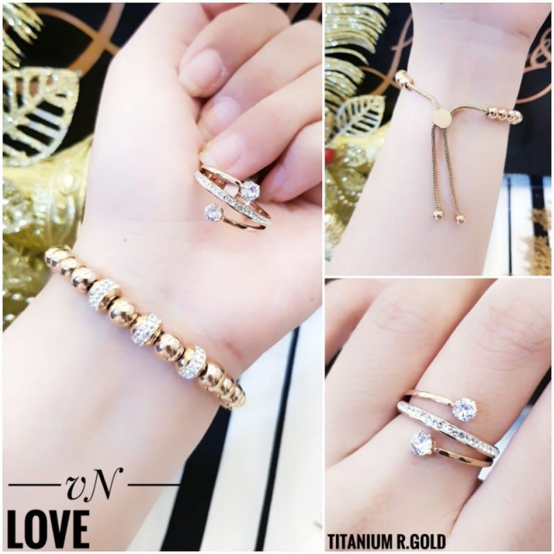 Titanium gelang dan cincin wanita scg32