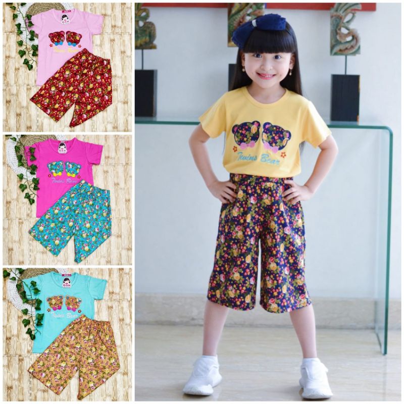 (COD)Baju setelan anak perempuan 4-11tahun/setelan anak celana kulot/setelan anak perempuan/one set 