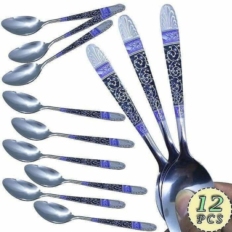 Sendok Makan Motif Batik - Sendok Stainless - Sendok Lusinan 12pcs