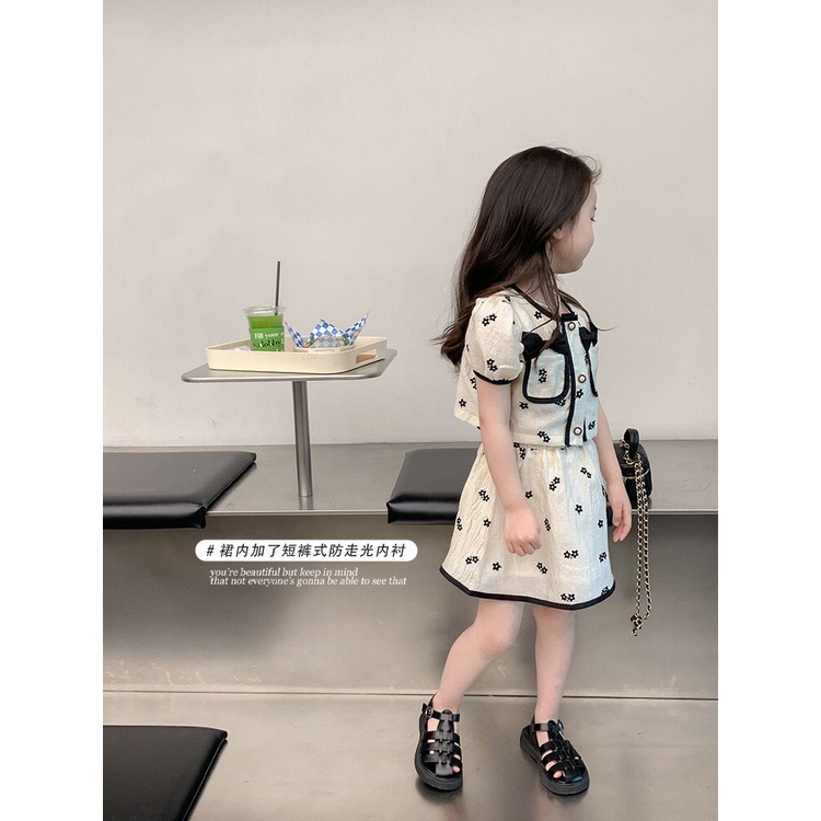 (LOLI-JKT) BS-269 STELAN ANAK CEWEK PITA POCKED BUNGA + ROK SIZE 100-140