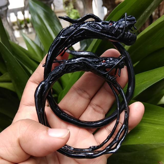 Gelang akar bahar hitam ukir size kecil