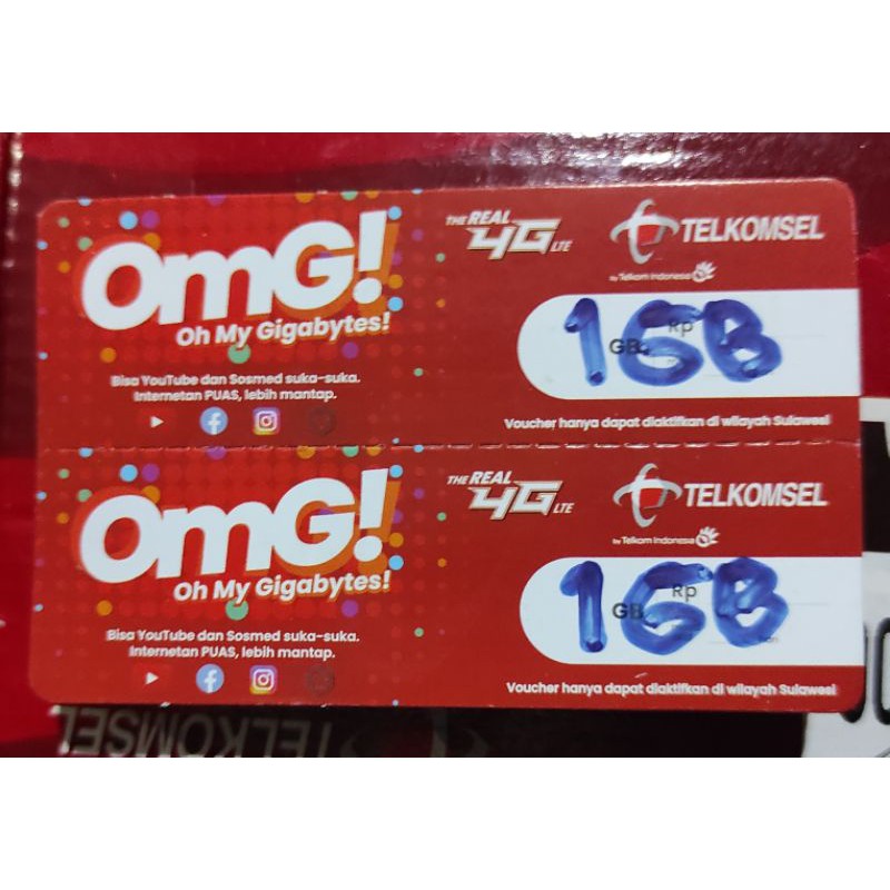 Voucher telkomsel 1gbgb / 1,5gb area sulawesi