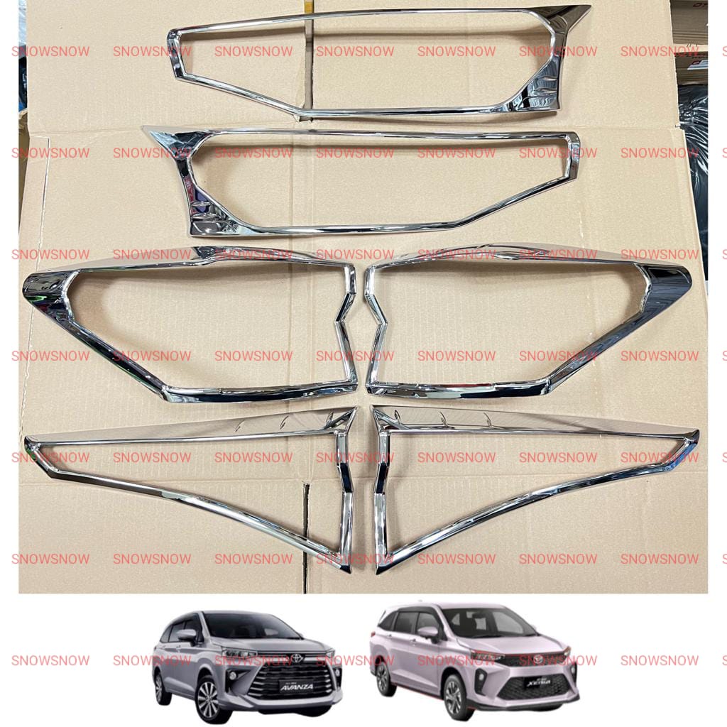 Paket Garnish Lampu Depan Belakang Avanza Xenia Veloz 2021 2022 UP Hitam Chrome