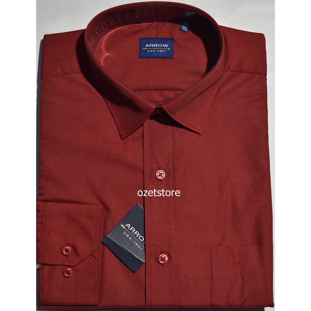 Kemeja Pria Formal Lengan Panjang ARROW Merah Reguler KAR87 ORIGINAL