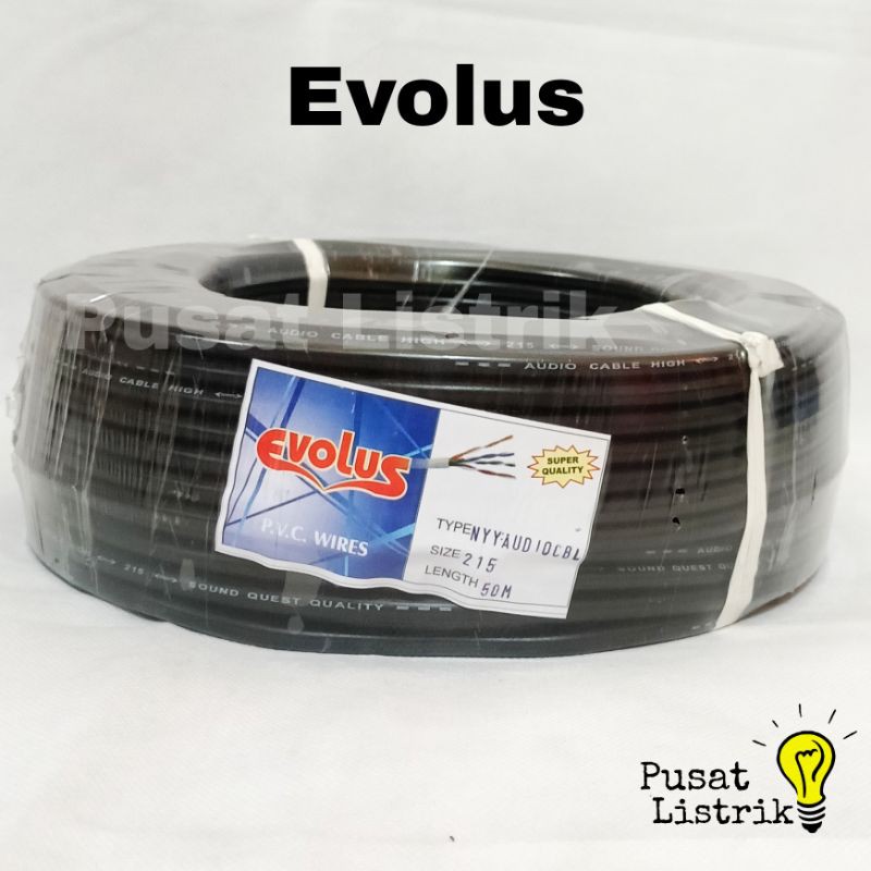 Kabel Listrik Serabut 2x1,5mm 50m NYYHYO Evolus Hitam Putih Kabel Serabut 2x1,5mm 50m