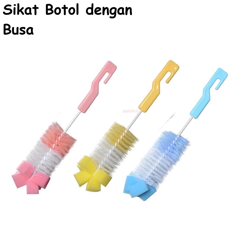 Sikat Botol Bayi 2 in 1 - Sikat Botol dengan Busa