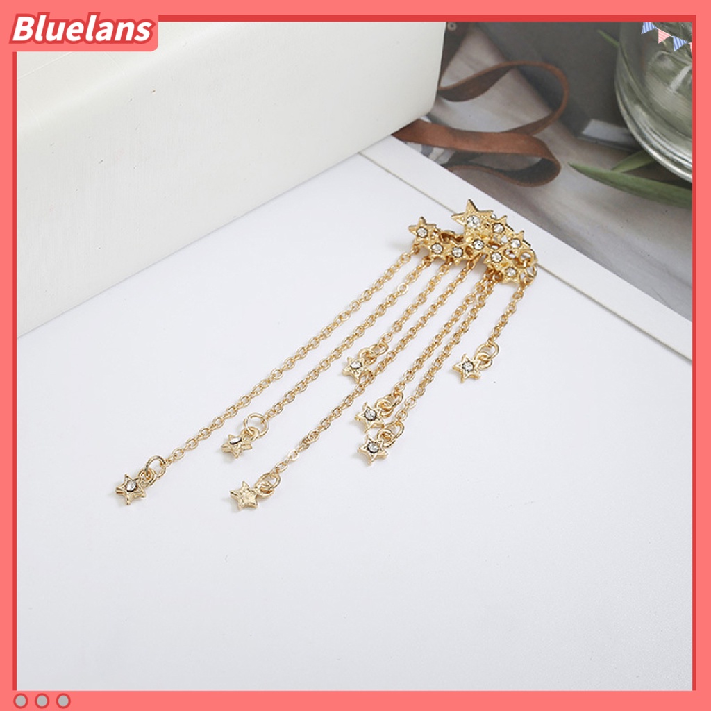 Bluelans 1Pc Eardrop Tassel Design Safe Alloy Rhinestone Stars Chain Ear Jacket for Women