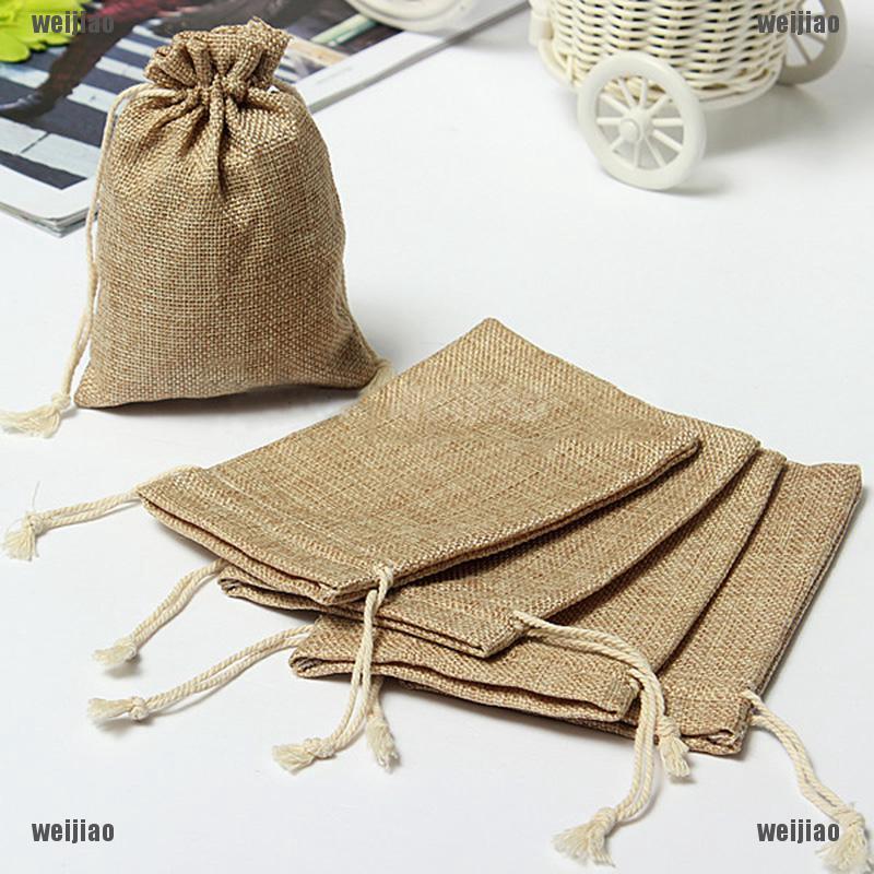 Kantung Tas Mini dengan Bahan Kain Goni dan Ukuran 9x12cm