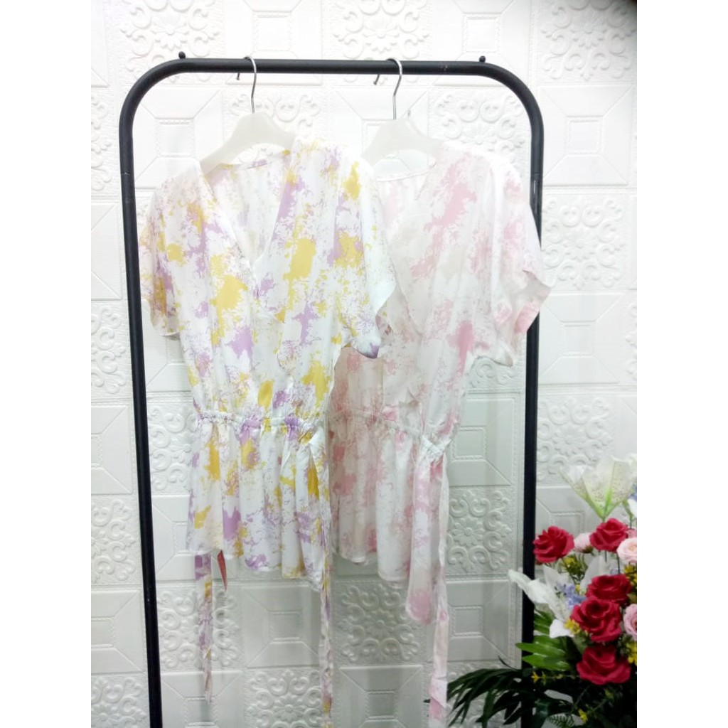 Blouse V-Neck Elsa Tie Dye Baju Atasan Wanita Katun Rayon