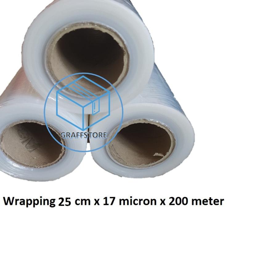 

▼ Plastik Wrapping 25 cm x 17 Micron x 200 meter / Stretch Film Tebal transparan plastik wrap original ♠