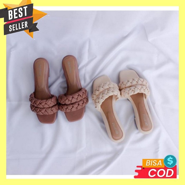[P20Qa) ..Sendal Slop Kaca Zara || Sendal Hak Tahu., Hils Wanita Terb Herdian Yd 05 Kepang Heels San