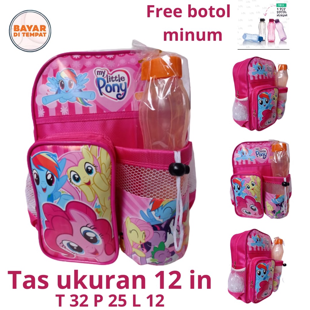 BISA COD / BAYAR DITEMPAT/Tas Ransel Sekolah Paud - TK Anak Perempuan Gambar Kartun Free Botol Minum