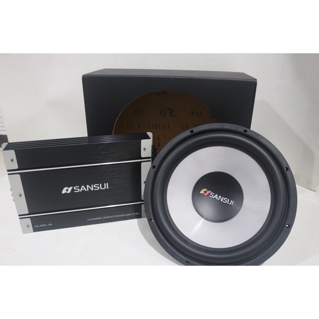 Paket Audio Sansui Subwoofer 12 inch Power Amplifier box subwoofer Audio Mobil murah