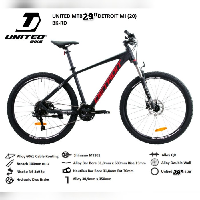 Sepeda Gunung Mtb 29" Inch United Detroit MI - BK-RD