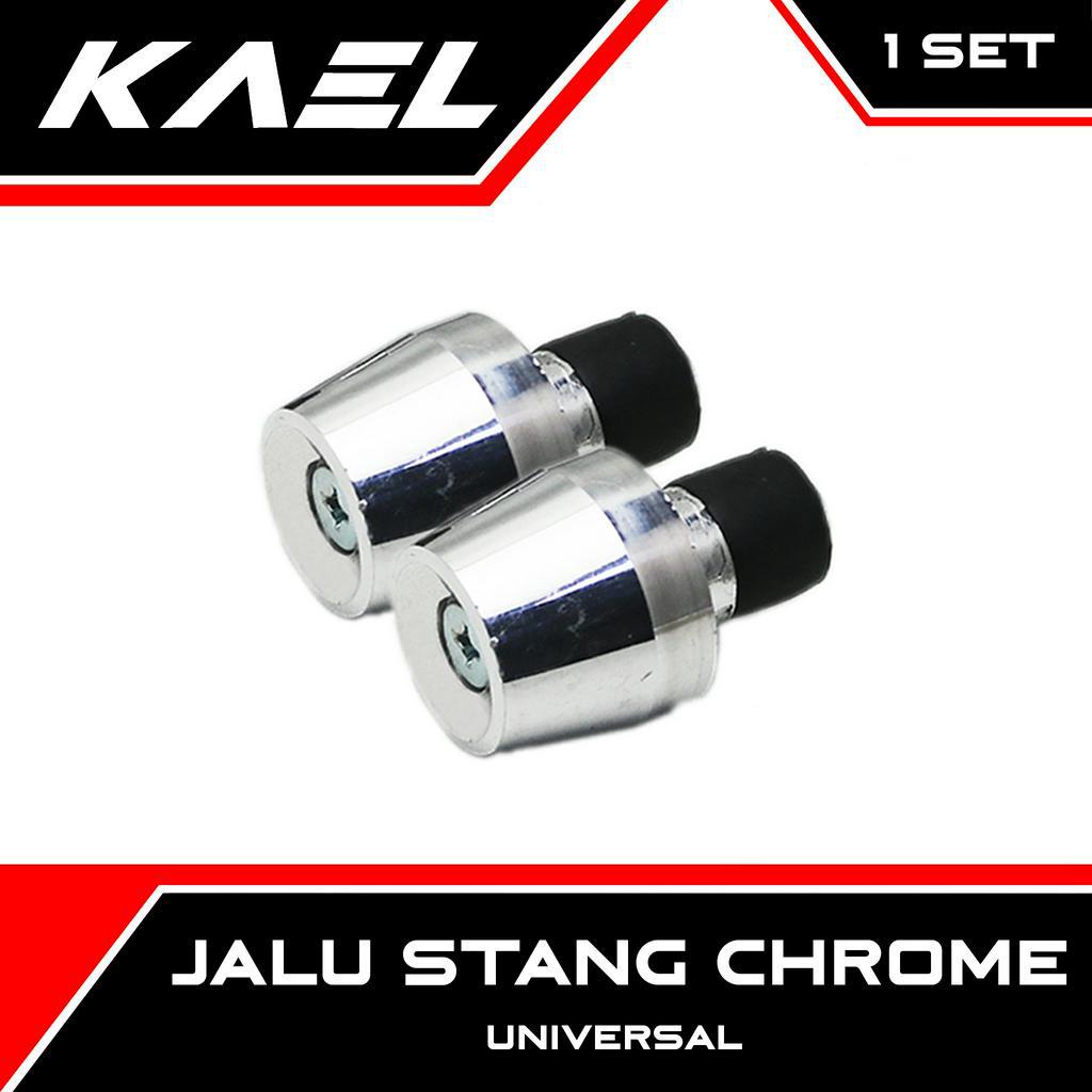 Jalu Stang Chrome PCX Mini Jumbo-Thunder-Satria FU-Shogun Motor Matic-Bebek-Sport Universal Bandul Tutup Ujung Setang Beat-FI-F1-Street-eSP &amp; Vario 150-125 LED Silver Kecil Besar