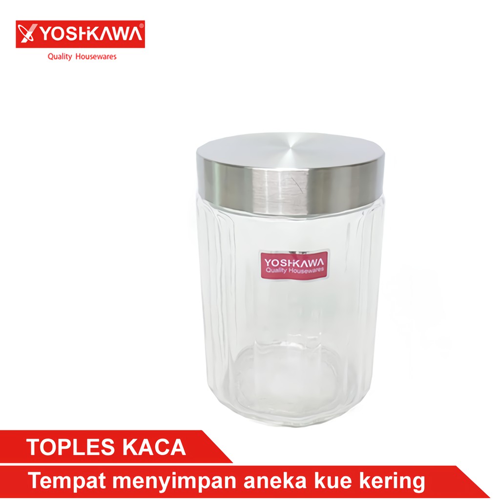 YOSHIKAWA Toples Kaca Model Ulir Vertikal Size S 1100ML Storage Jar EVL-F6002S Clear