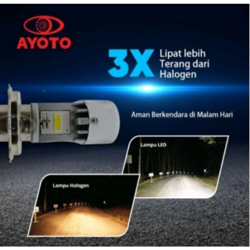 Lampu motor depan headlamp LED H4 AYOTO AC DC M3A ORIGINAL AYOTO