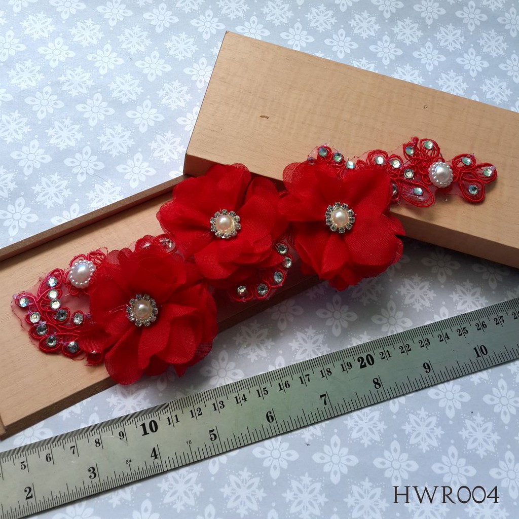 [STOK TERBATAS] HEADPIECE PENGANTIN AKSESORIS RAMBUT TIARA WANITA MERAH HWR004