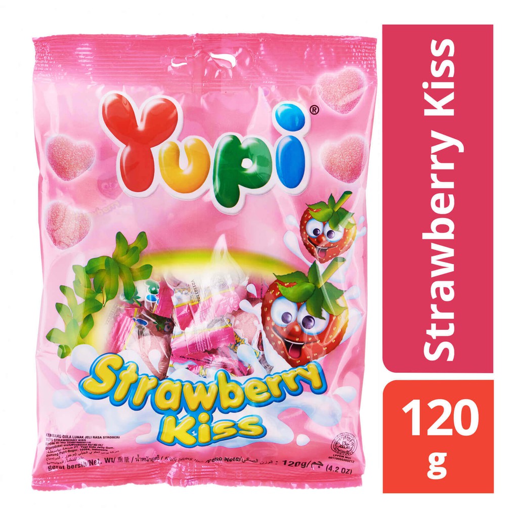 

Yupi Strawberry Kiss Permen Jeli Rasa Stroberi 120 gram