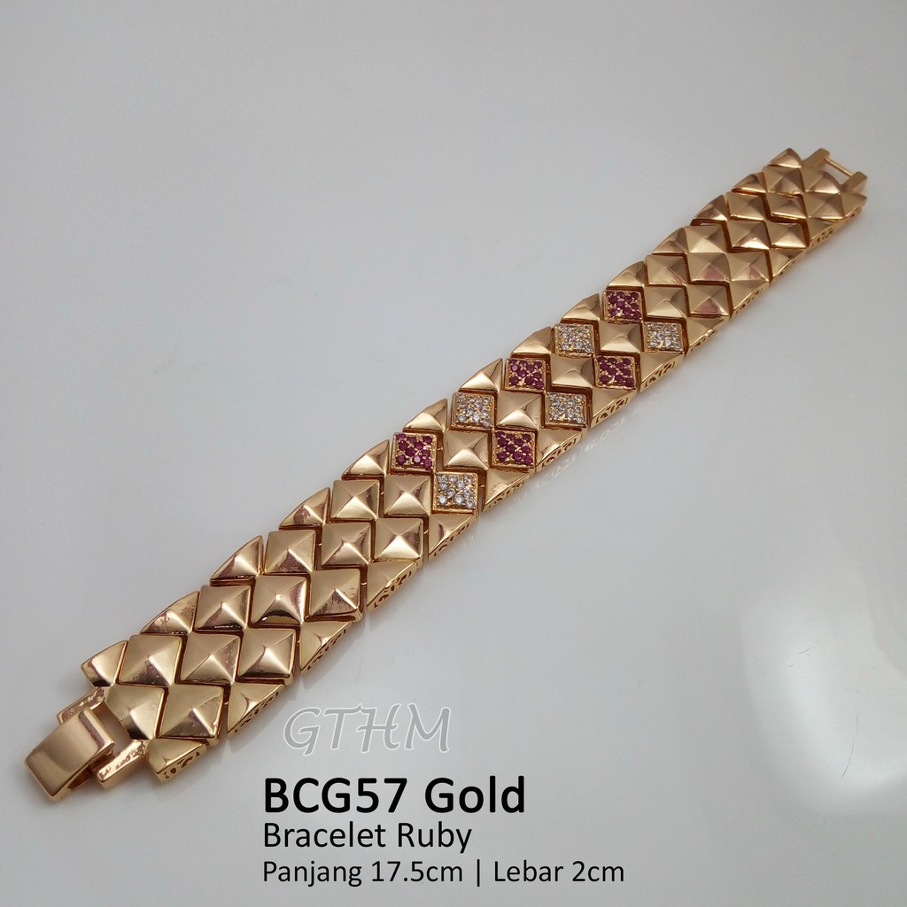 gelang tangan wanita ruby diamond plat rante tebal bagus untuk pesta dan acara xuping lapis emas 18k