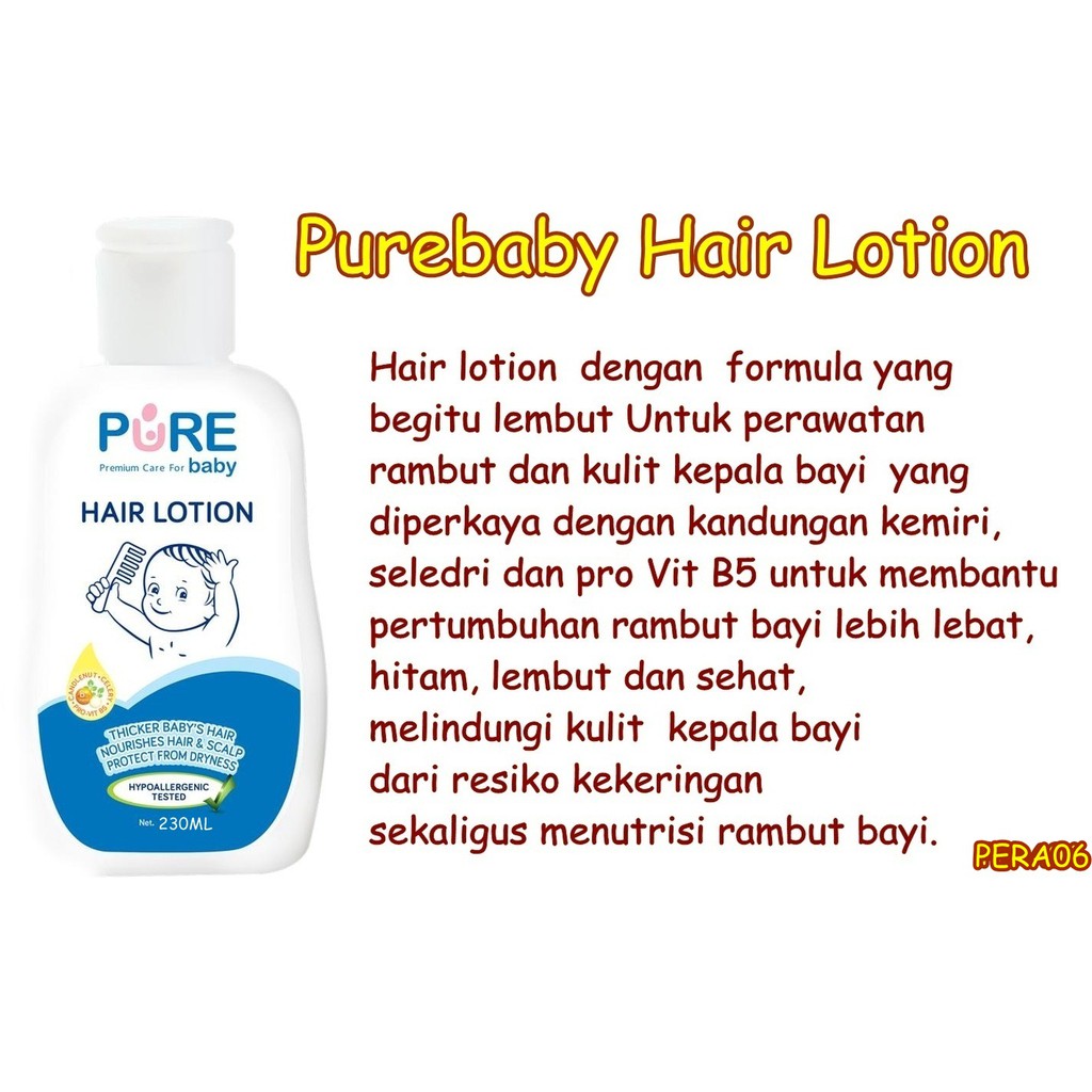 PERA06 Pure Baby Hair Lotion 230 ml Lotion Rambut Bayi