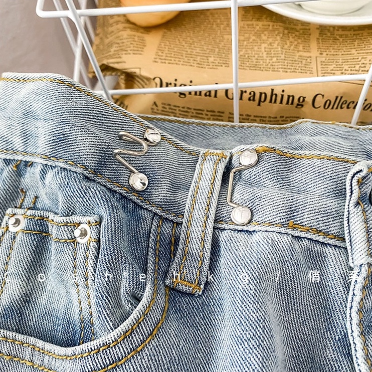 Korean New Women's Loose High Waist Wide Leg pengait celana Jeans