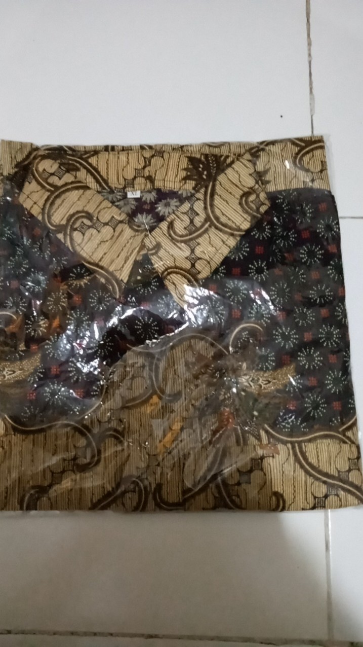 Kemeja Batik Pria Lengan Pendek Size M L Xl Xxl  Bswart Batik Hrb026 Kenongo Hem Panjang Padi
