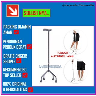 Image of thu nhỏ Sella Tongkat Jalan Orang Tua Kaki 4 Empat Alumunium Kruk Alat Bantu Jalan 3 Tiga Manula 1 Lansia #2