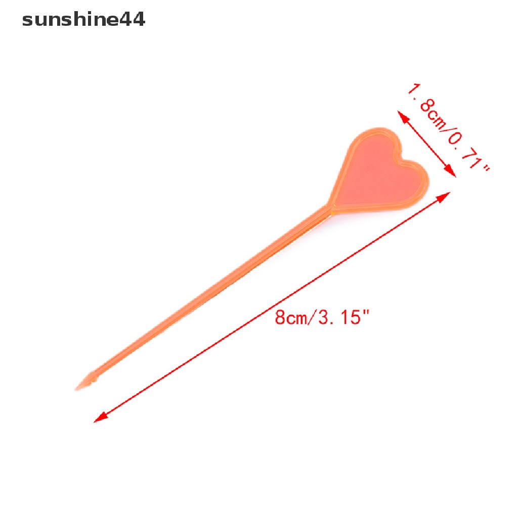 Sunshine 50pcs Garpu Buah / Dessert Sekali Pakai Bentuk Hati / Panah Bahan Plastik