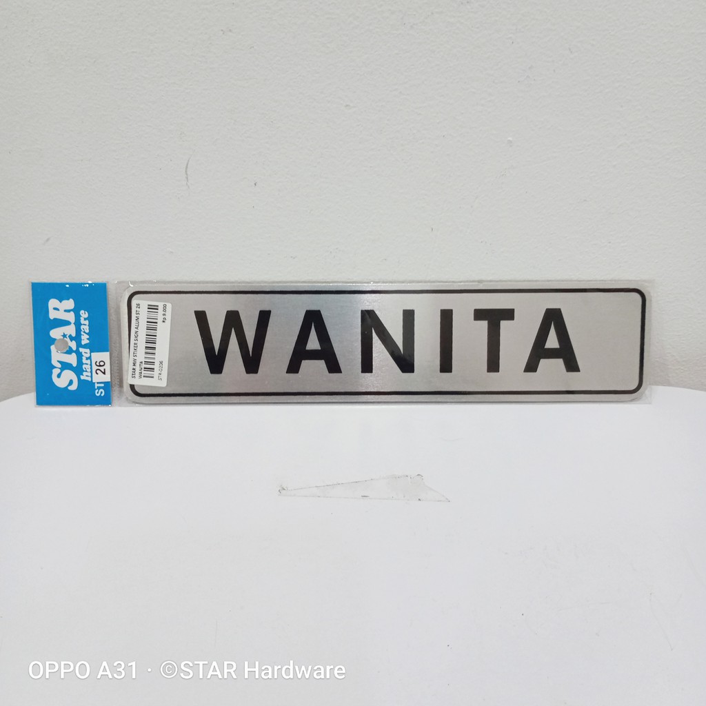 

STAR HARDWARE - ST26 STIKER WANITA - STICKER SIGN ALUMINIUM (21 X 5 cm) - STIKER PETUNJUK