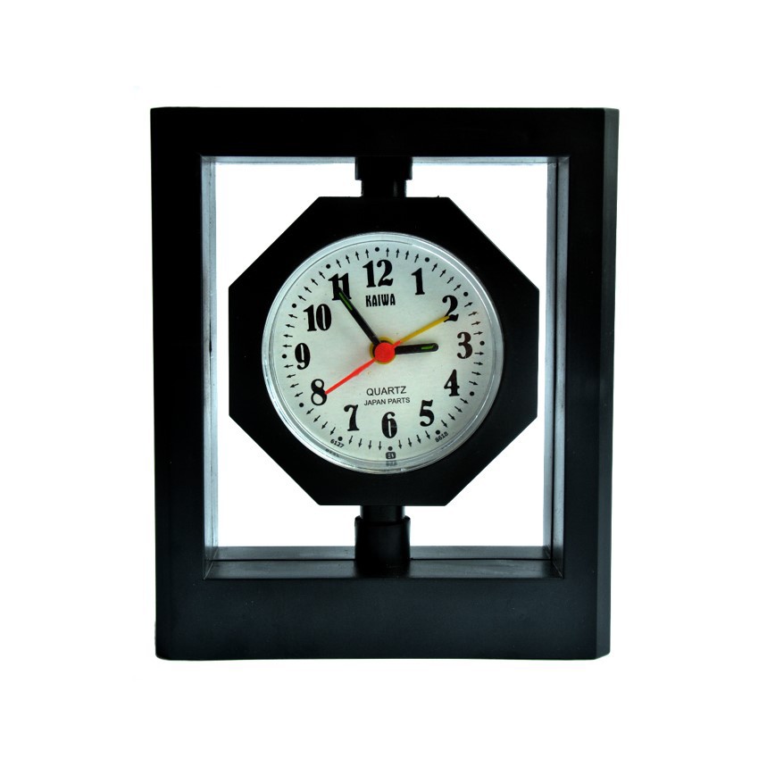 Jam Meja Weker Alarm Clock Warna Hitam Minimalis Design Free Baterai