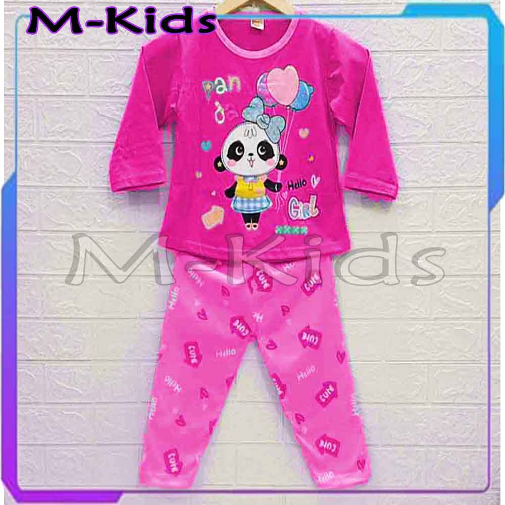 MKids88 - Baju Setelan / Baju Tidur Anak Perempuan Gambar Panda Girl