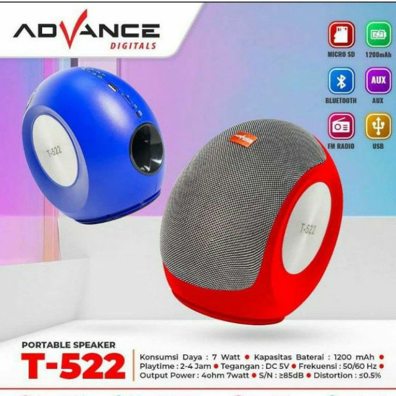 Advance S-522 Speaker Bluetooth Portable Radio Fm Salon Aktif Extra Power Sound 1200mAh Usb Aux Micro SD