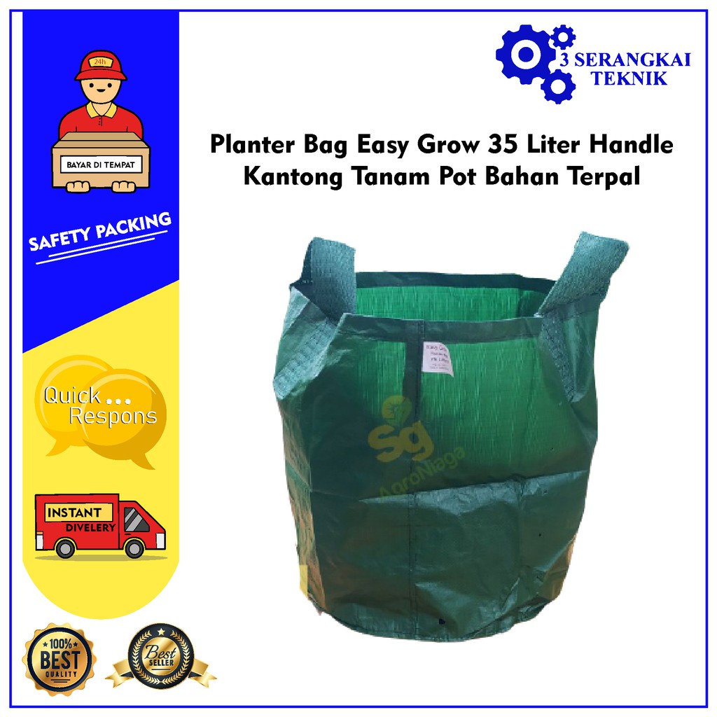 Planter Bag Easy Grow 35 Liter Handle Kantong Tanam Pot Bahan Terpal