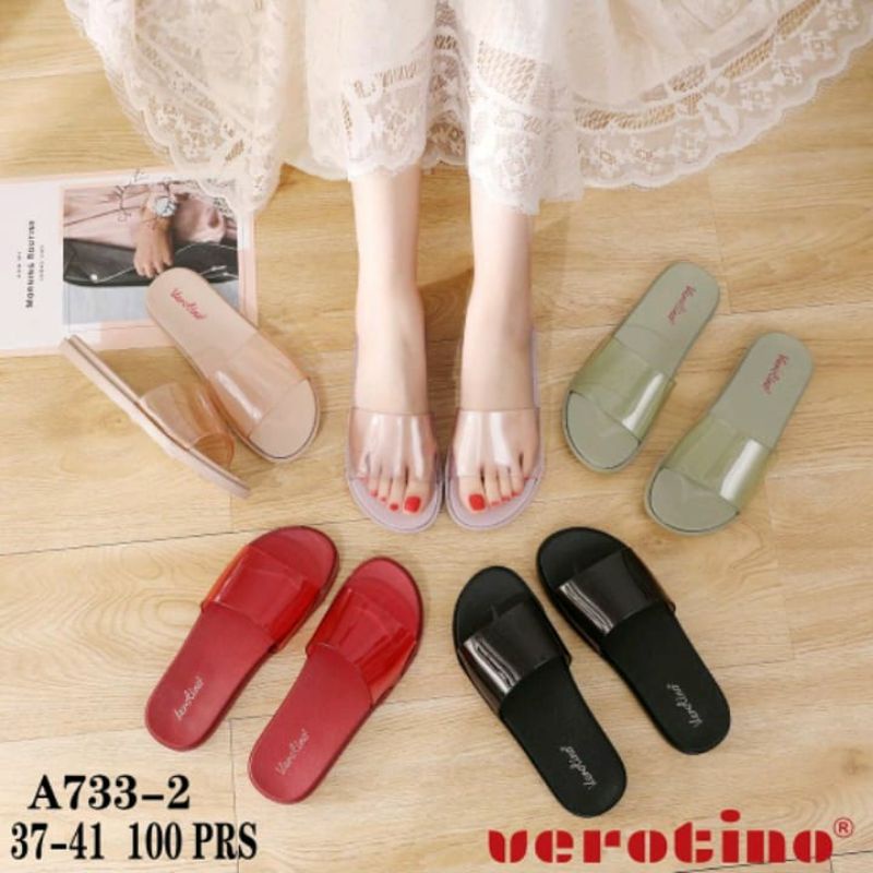 12.12 SALE New Sandal Jelly Wanita Transparan/Bening Verotino A733
