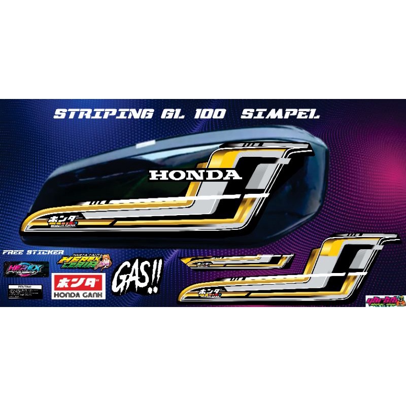 STRIPING GL 100 STIKER HONDA GENK VIRAL STIKER STRIPING DECAL GL 100 VARIASI