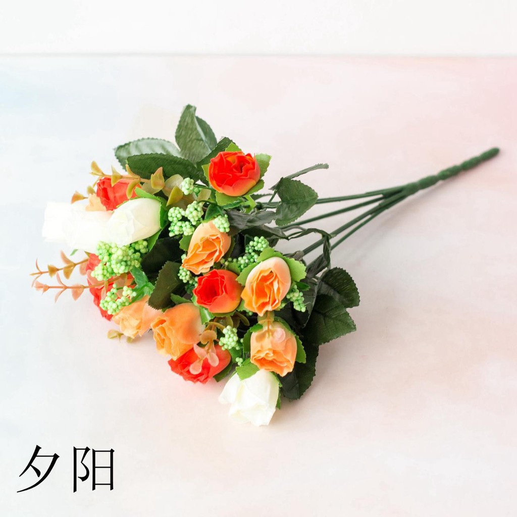 COD BUNGA MAWAR BUNGA TANGKAI PLASTIK BUNGA ARTIFISIAL BUNGA PAJANGAN IMITASI BUNGA HIASAN BT9013-ORANGE